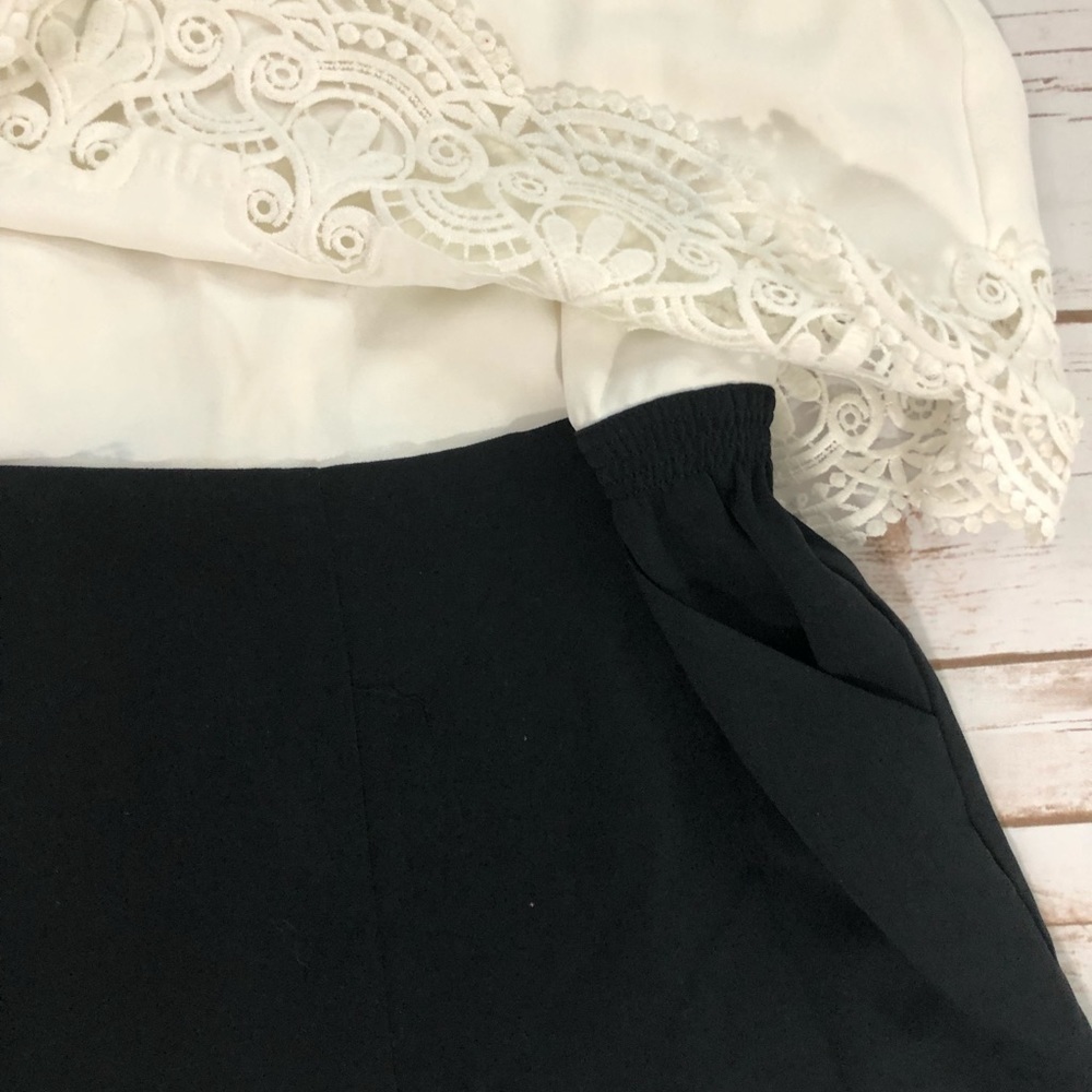 Parker Lace Overlay White & Black Romper - Picture 3 of 7